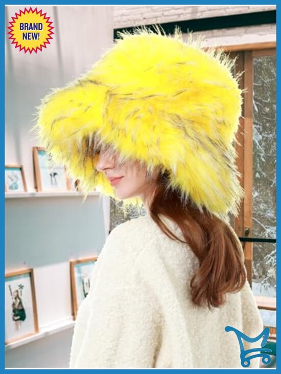Faux Fur Bucket Hat for Winter Fluffy Warm Ladies Fisherman Cap main image 2